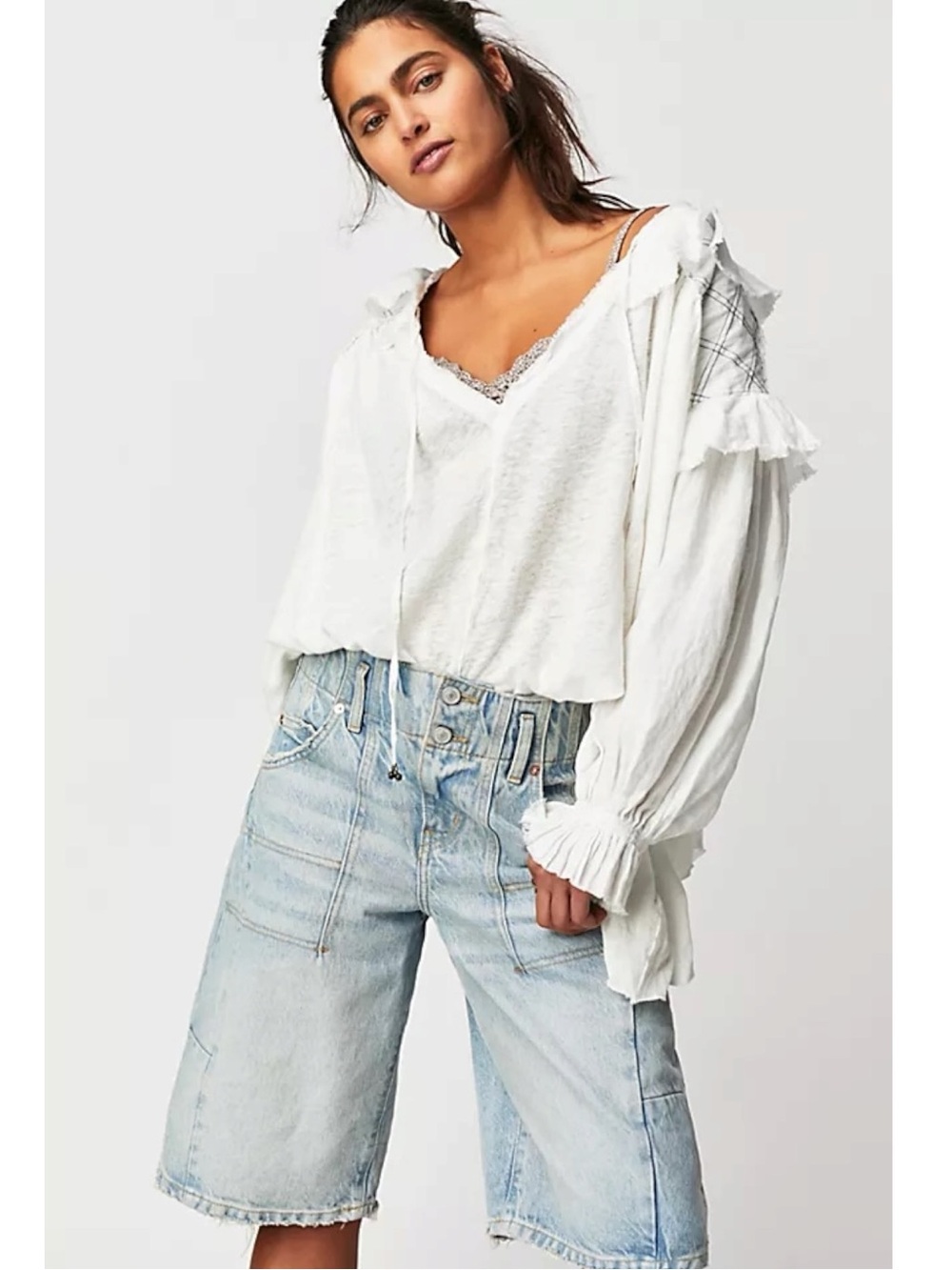 Free People Edwardian Romantic Ethereal Ally Tunic in Optic White Medium NEW